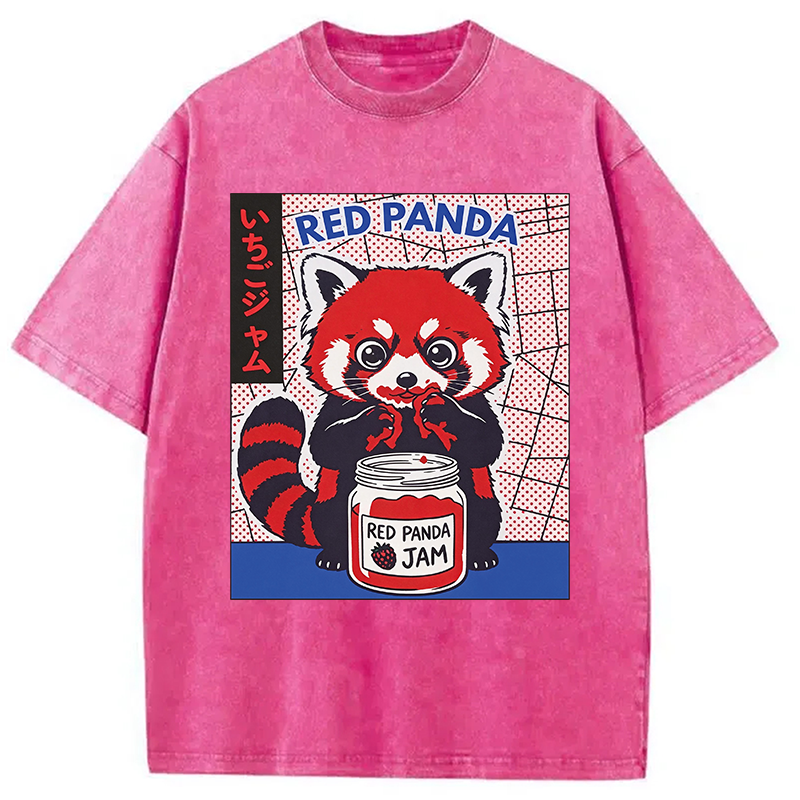 Modecanvas Red Panda DTG Printing Washed T-Shirt