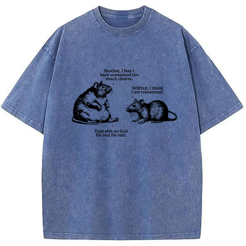 Modecanvas Rats Too Much Cheese Washed T-Shirt