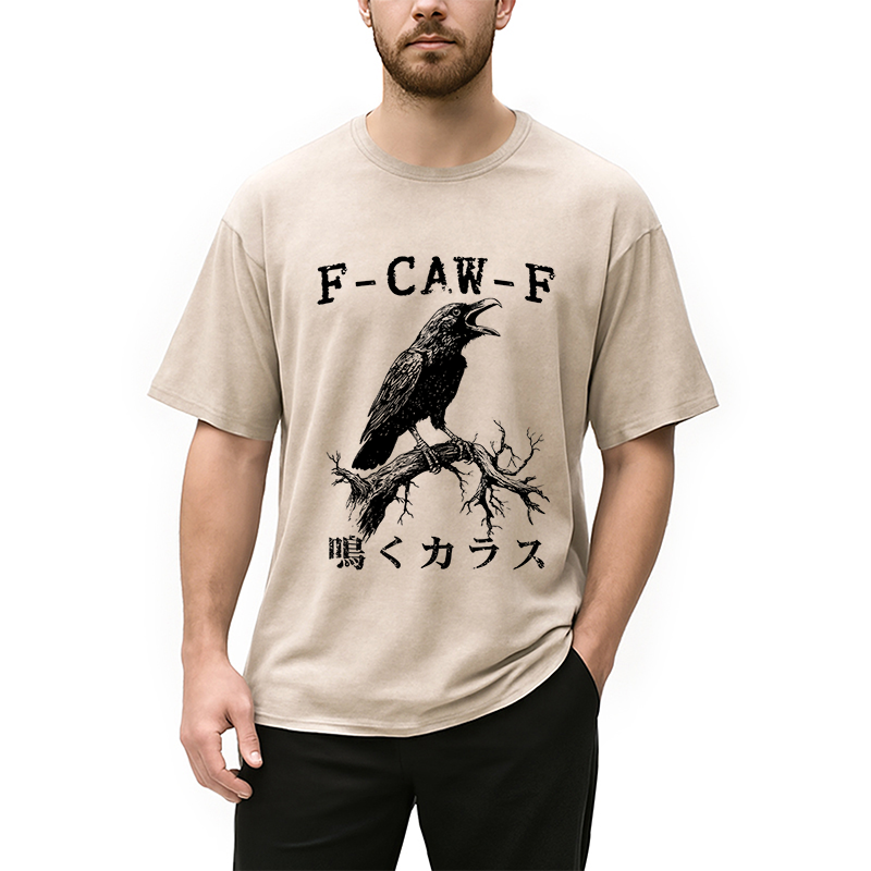 Modecanvas Funny Crow Call Washed T-Shirt