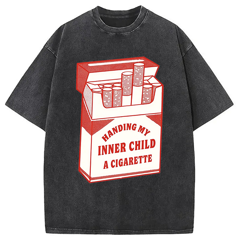 Modecanvas Inner Child Cigarette DTG Printing Washed T-Shirt