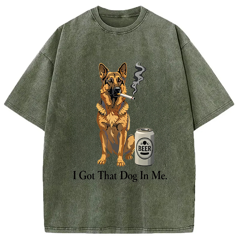 Modecanvas I Got A Dog In Me DTG Printing Washed T-Shirt