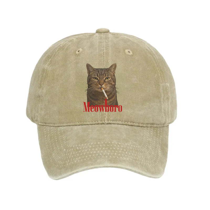 Modecanvas Funny Realistic Cat Meme Washed Cap-modecanvas