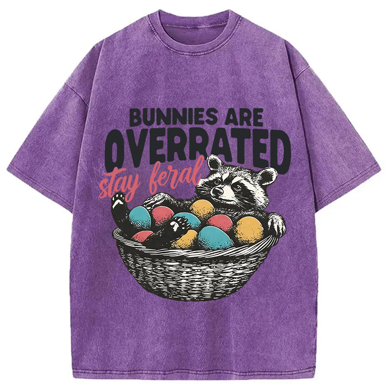 Modecanvas Funny Easter Raccoon DTG Printing Washed T-Shirt