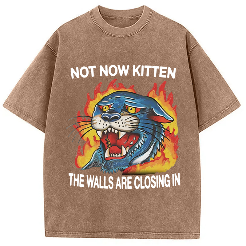 Modecanvas Not Now Kitten DTG Printing Washed T-Shirt