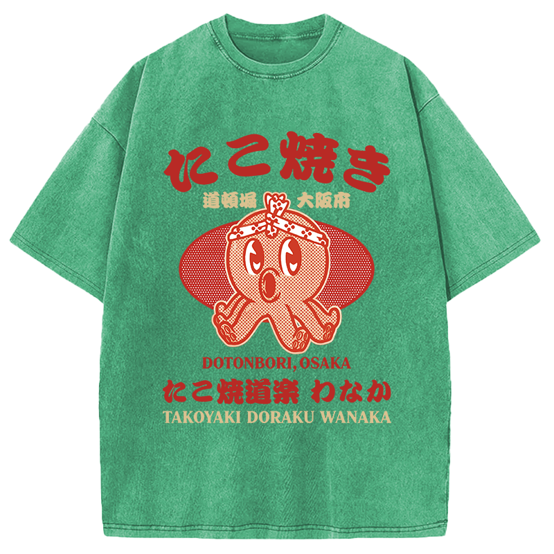 Modecanvas TAKOYAKI DORAKU WANAKA DTG Printing Washed T-Shirt