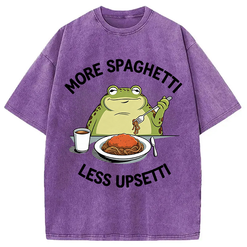 Modecanvas More Spaghetti Less Upsetti Frog DTG Printing Washed T-Shirt