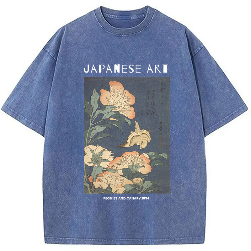 Modecanvas Peonies and Cherry Washed T-Shirt