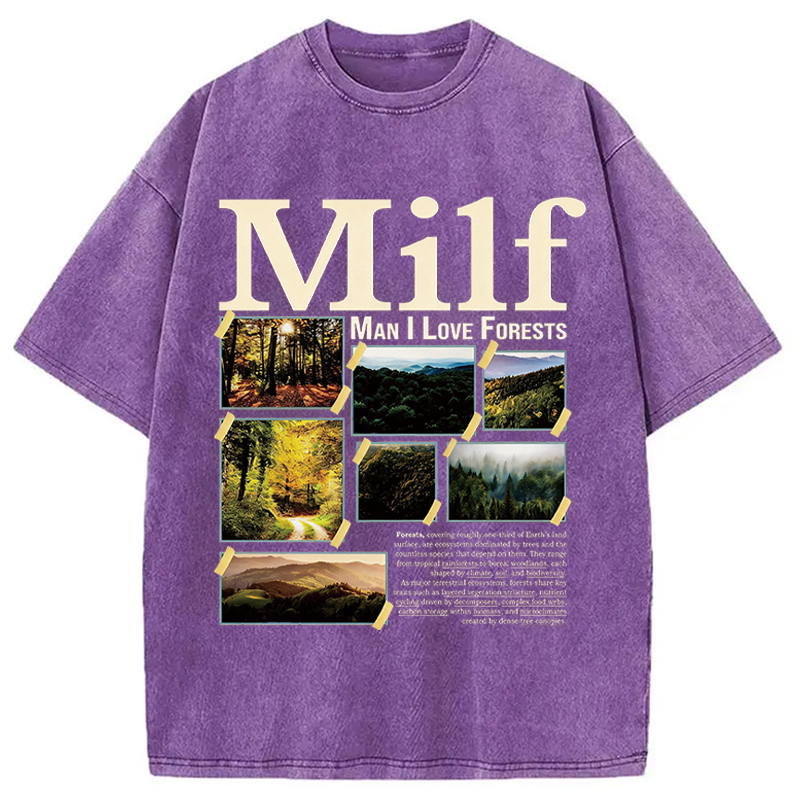 Modecanvas Man I Love Forests DTG Printing Washed T-Shirt