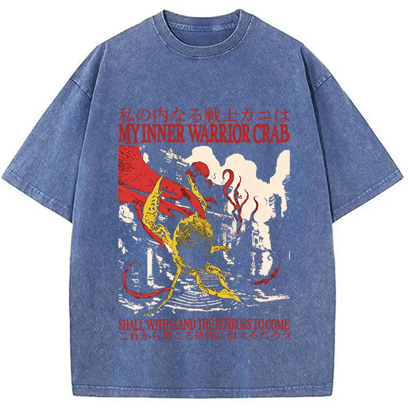 Modecanvas My Inner Warrior Crab Funny DTG Printing Washed T-Shirt