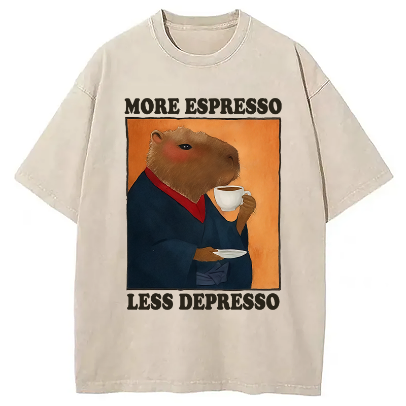 Modecanvas Elegant Capybara Washed T-Shirt
