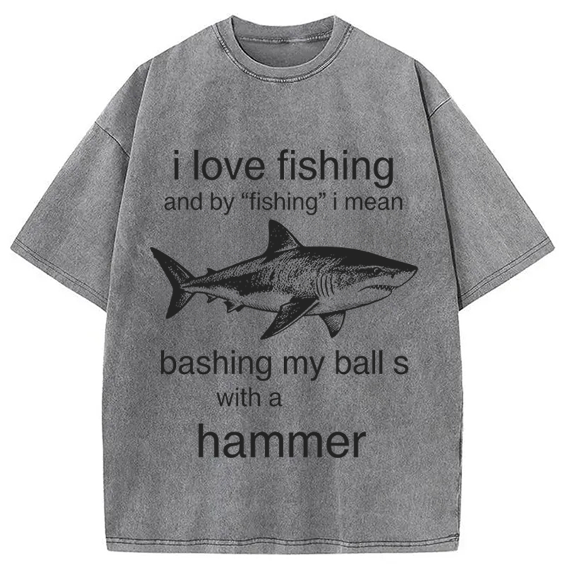 Modecanvas I Love Fishing DTG Printing Washed T-Shirt