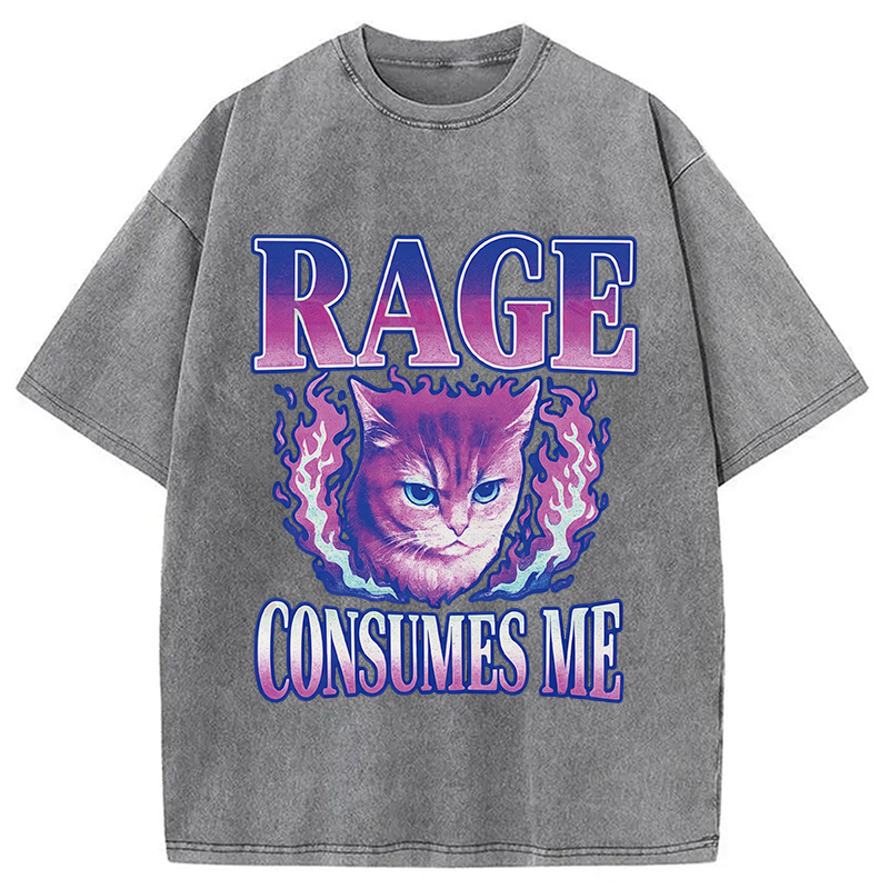 Modecanvas Rage Consumes Me DTG Printing Washed T-Shirt