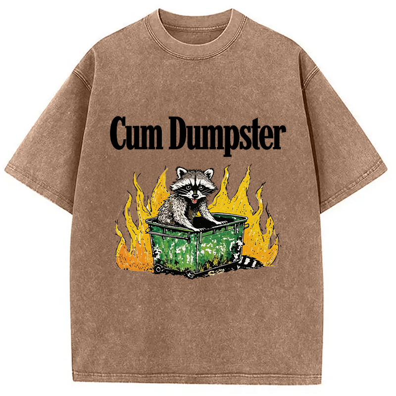 Modecanvas Cum Dumpster Raccoon DTG Printing Washed T-Shirt