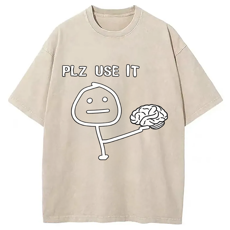 Modecanvas Please Use Your Brain DTG Printing Washed T-Shirt