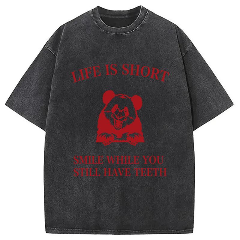 Modecanvas Funny Panda Ironic DTG Printing Washed T-Shirt
