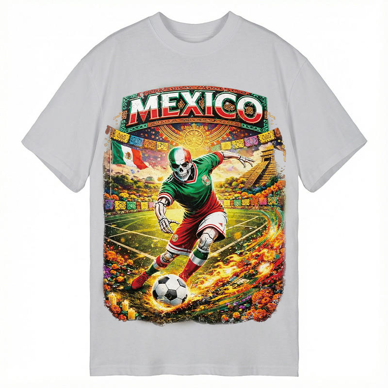 Modecanvas Mexico Skull Soccer DTG Printing Classic T-Shirt-modecanvas