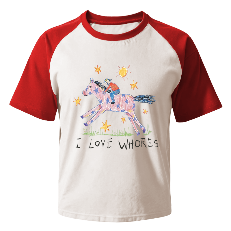 Modecanvas I Love Whores Meme Raglan T-Shirt