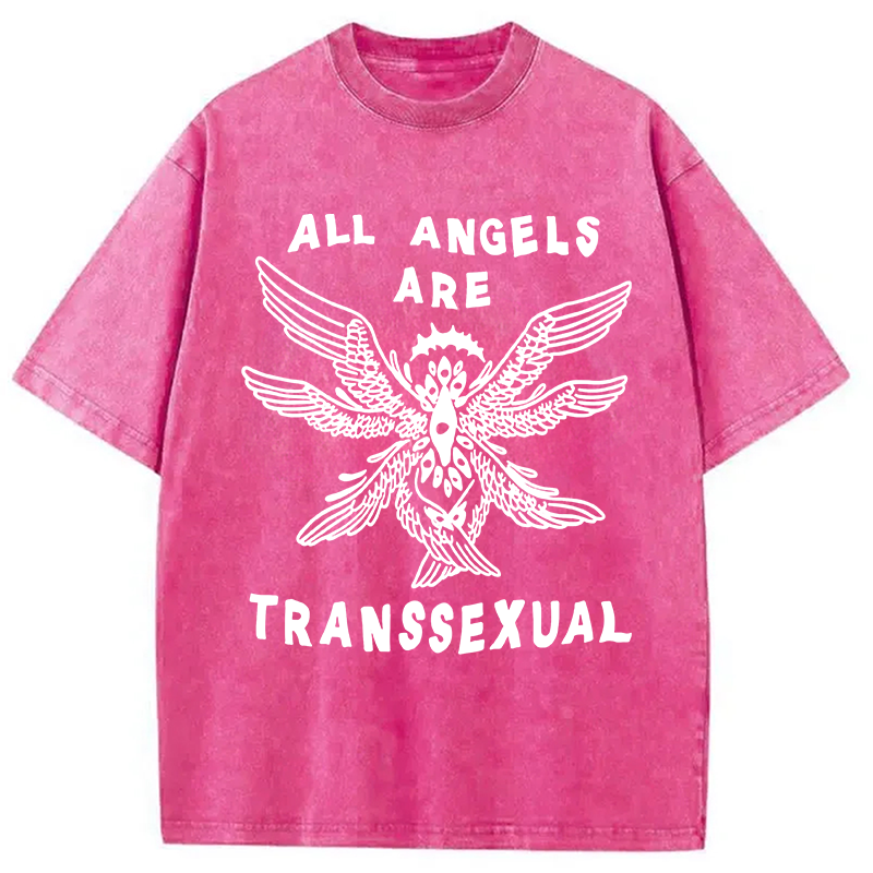 Modecanvas All Angels Are Transsexual DTG Printing Washed T-Shirt