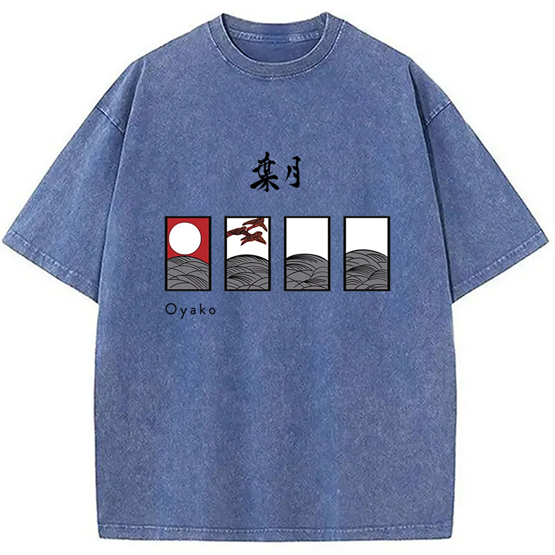 Modecanvas Hanafuda August Suite Japanese Washed T-Shirt