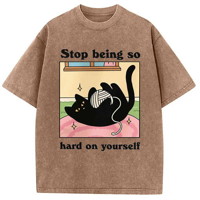 Modecanvas Hard On Yourself DTG Printing Washed T-Shirt