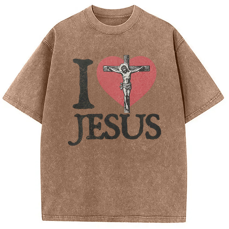 Modecanvas I Love Jesus Washed T-Shirt