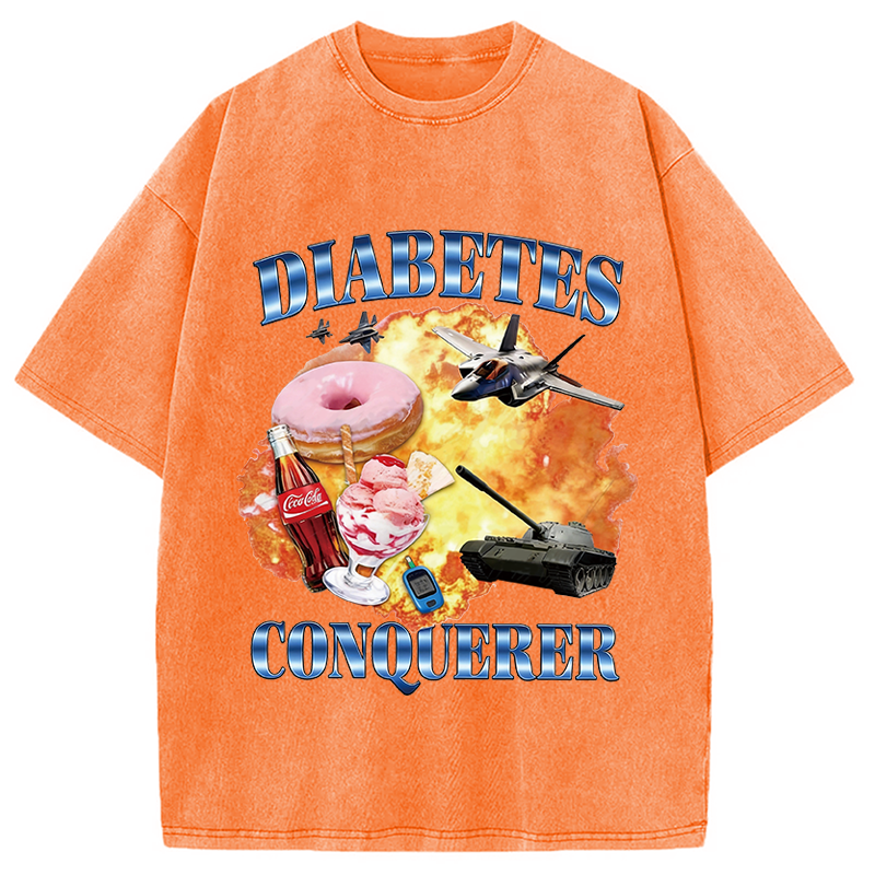 Modecanvas Diabetes Conqueror DTG Printing Washed T-Shirt