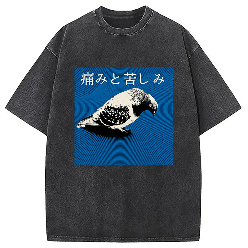 Modecanvas Anguish Pigeon Japanese Washed T-Shirt