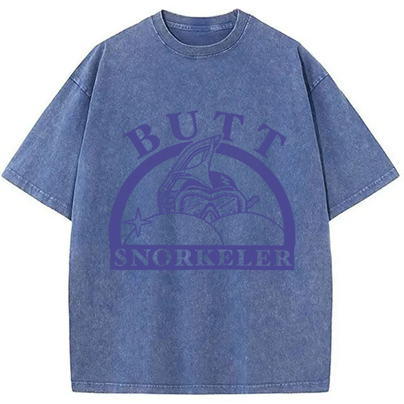 Modecanvas Butt Snorkeler Funny Diving Meme DTG Printing Washed T-Shirt