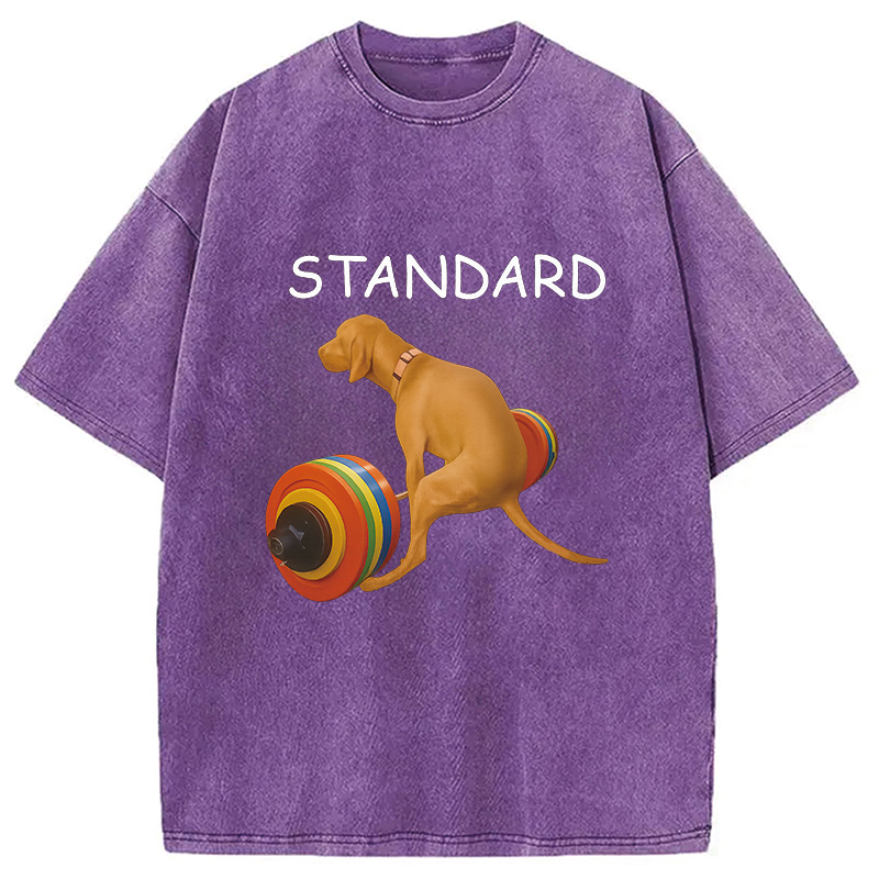 Modecanvas Standard Dog FItness Meme Washed T-Shirt