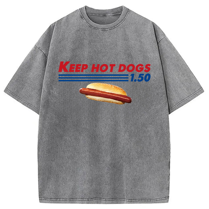 Modecanvas Funny Costco Hotdog DTG Printing Washed T-Shirt