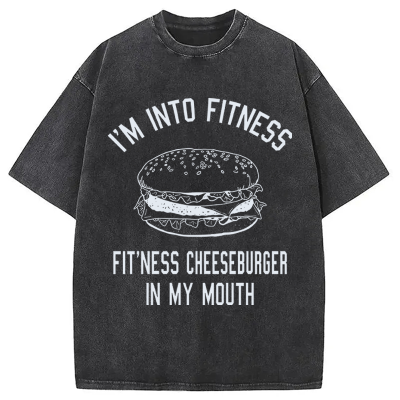 Modecanvas Fitness Cheeseburger DTG Printing Washed T-Shirt