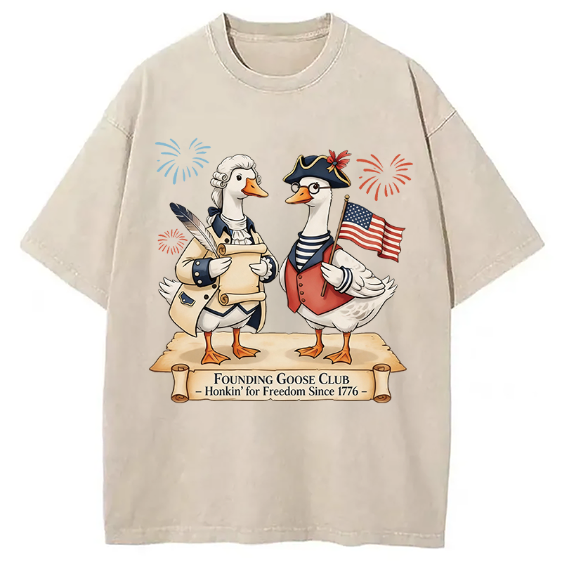 Modecanvas Founding Goose Club DTG Printing Washed T-Shirt