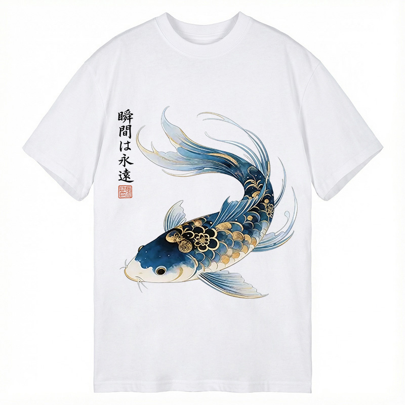 Modecanvas Elegant Koi Fish Watercolor DTG Printing Classic T-Shirt-modecanvas