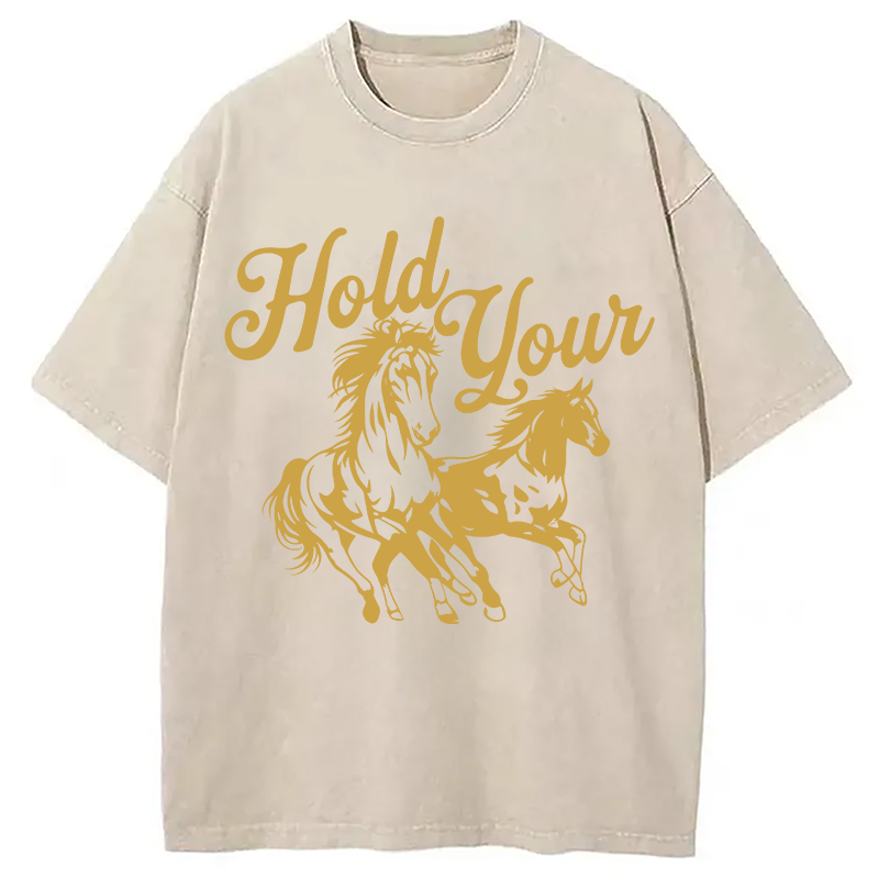 Modecanvas Hold Your Horses DTG Printing Washed T-Shirt