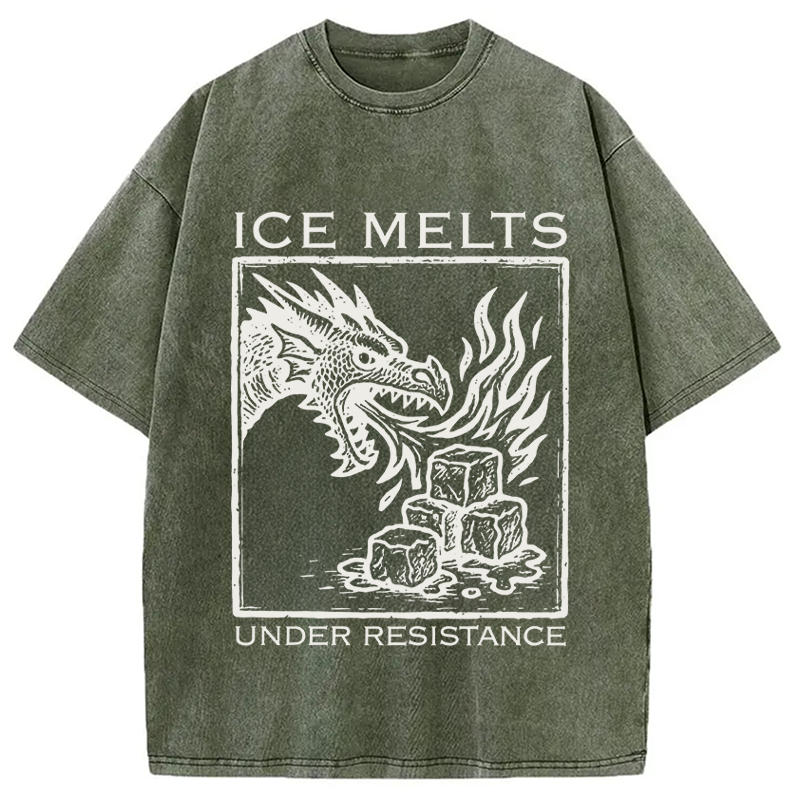 Modecanvas Ice Melts Under Resistance DTG Printing Washed T-Shirt