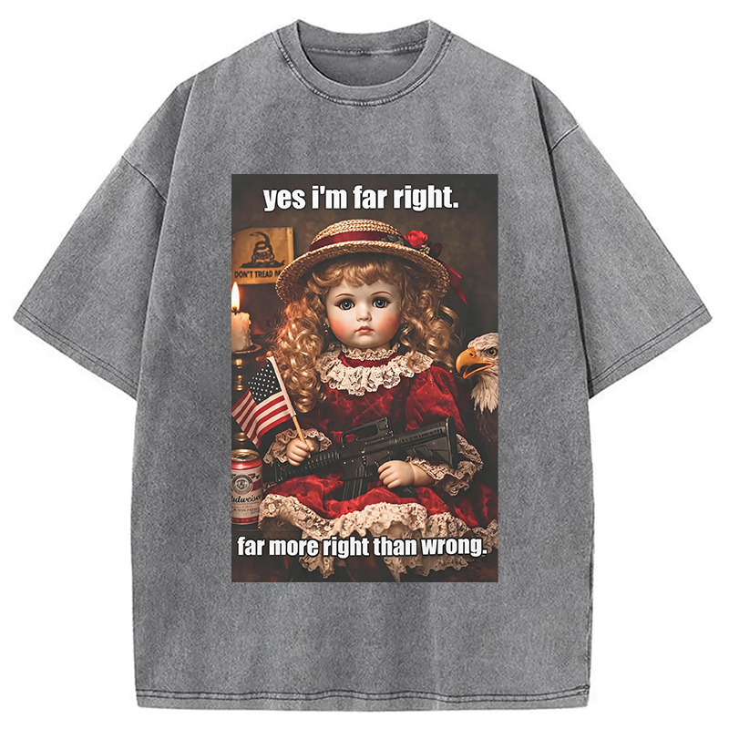 Modecanvas Far More Right Than Wrong DTG Printing Washed T-Shirt