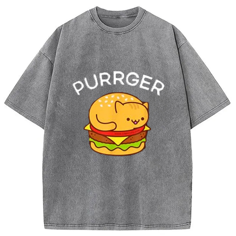 Modecanvas Funny Cat Pun Washed T-Shirt