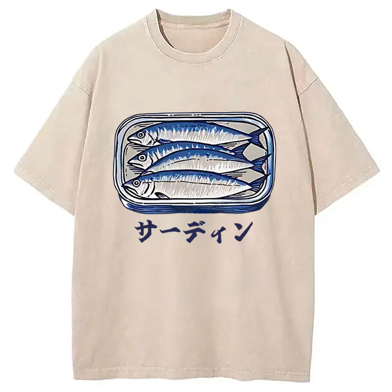 Modecanvas Sardines Can Vintage Washed T-Shirt