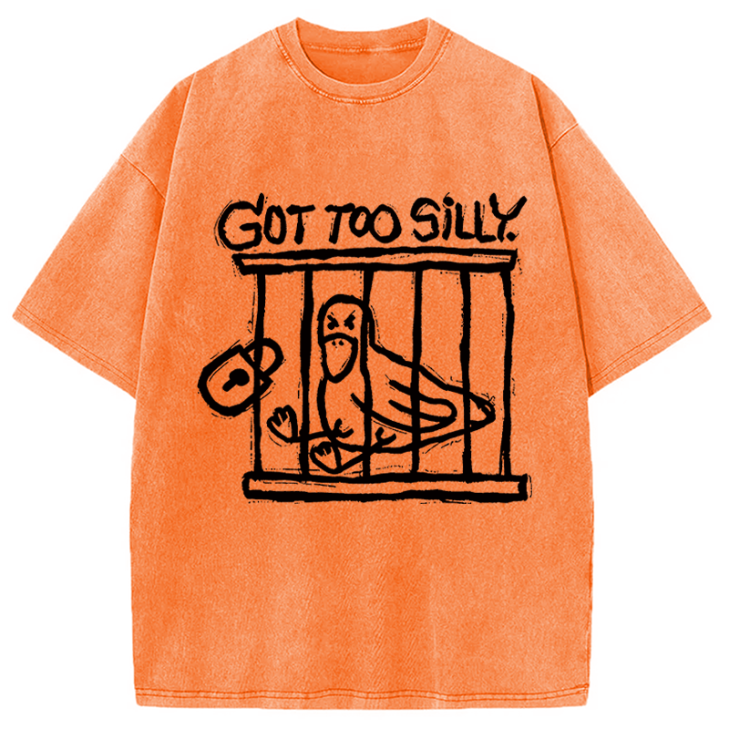 Modecanvas Lock Up A Stupid Goose Washed T-Shirt-modecanvas