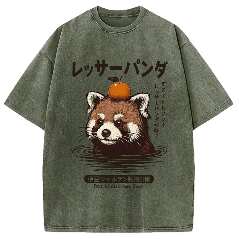Modecanvas Cute Red Panda Washed T-Shirt