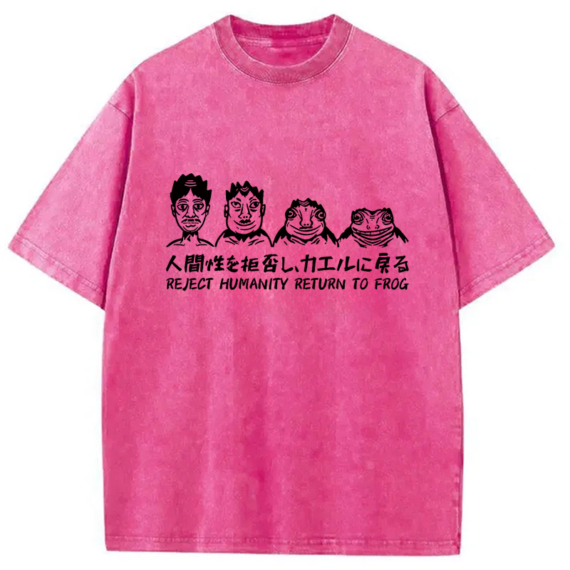 Modecanvas Reject Humanity Return To Frog Washed T-Shirt