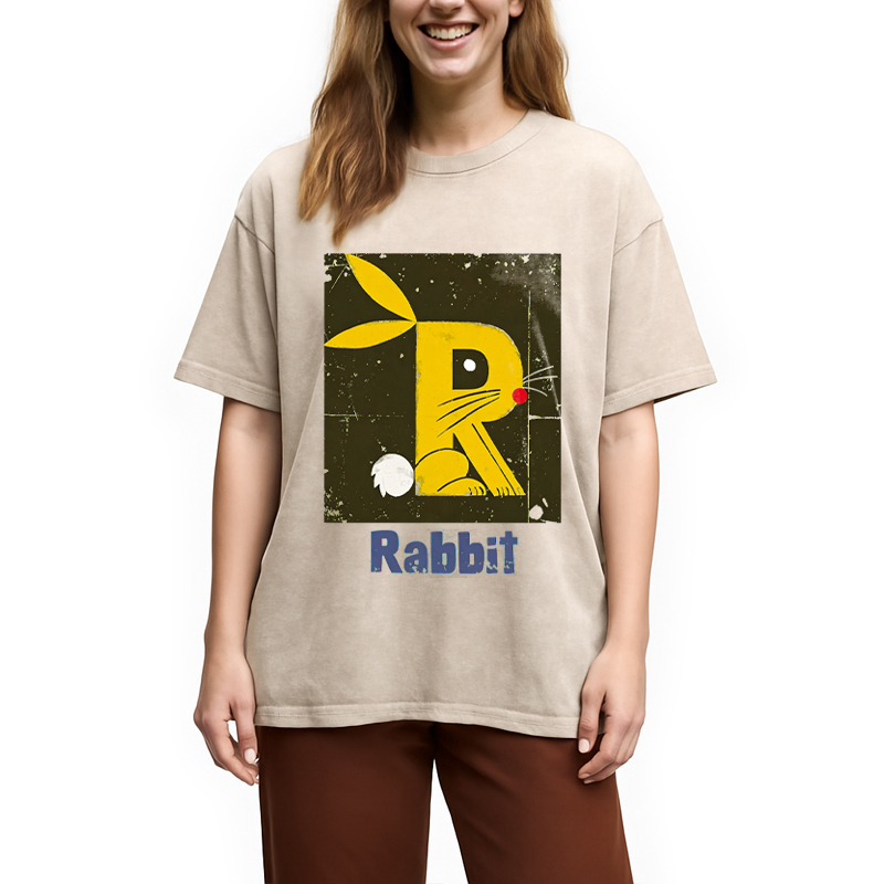 Modecanvas R is For Rabbit DTG Printing Washed T-Shirt