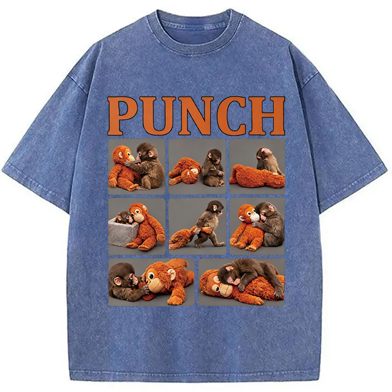 Modecanvas Lonely Punch Monkey DTG Printing Washed T-Shirt