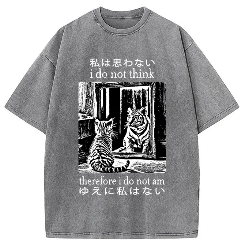 Modecanvas Thinking Cat Japanese Washed T-Shirt