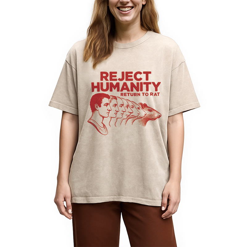 Modecanvas Vintage Reject Humanity Rat Washed T-Shirt