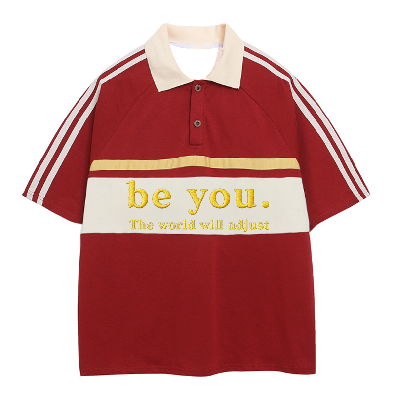 Modecanvas Be You The World Will Adjust Polo Embroidered T-Shirt