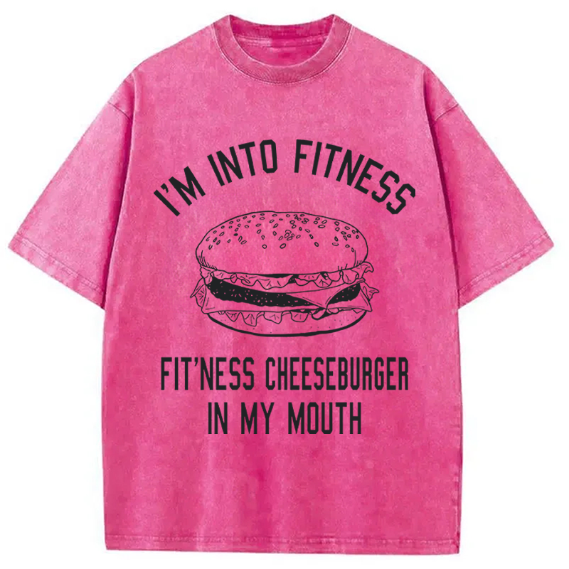 Modecanvas Fitness Cheeseburger DTG Printing Washed T-Shirt
