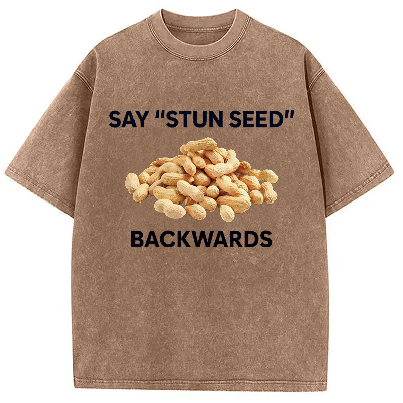 Modecanvas Say Stun Seed Backwards DTG Printing Washed T-Shirt