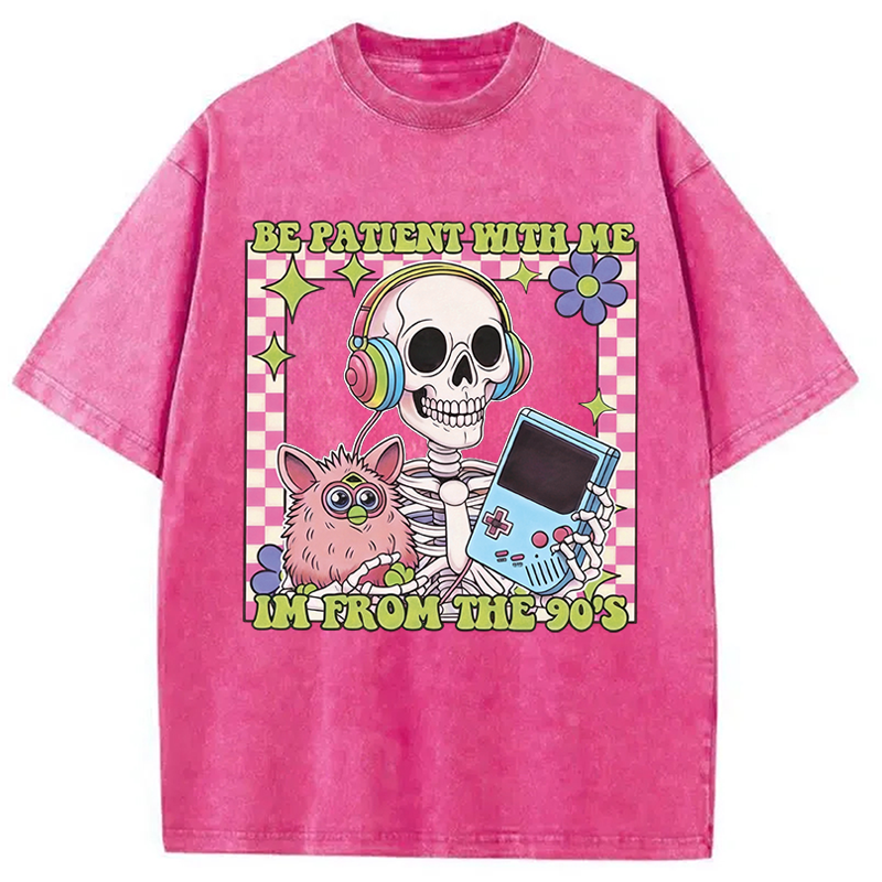 Modecanvas Please Be Patient Skull Meme Washed T-Shirt