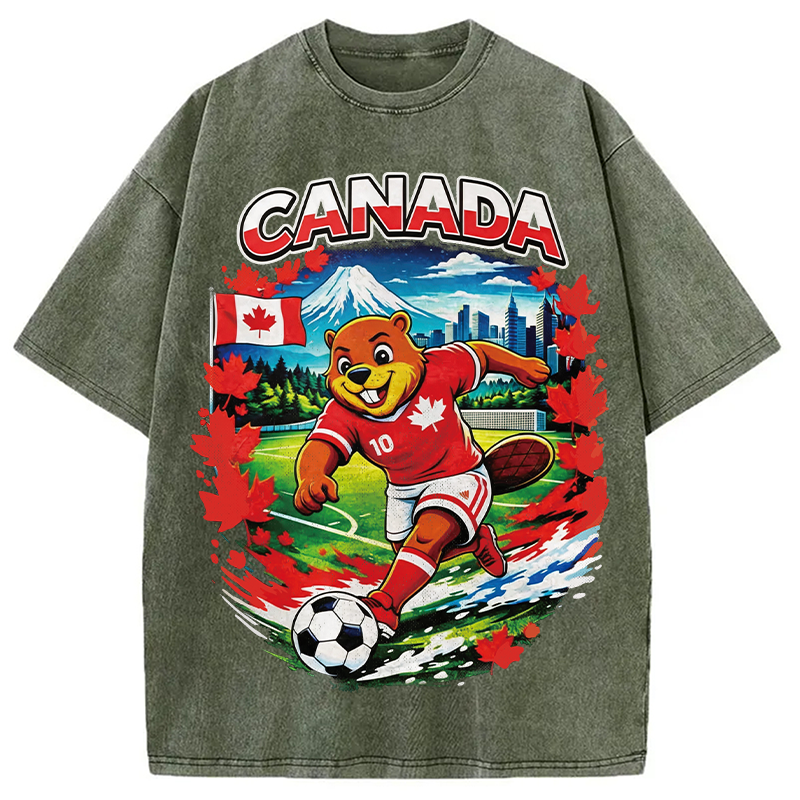 Modecanvas Canada Soccer DTG Printing Washed T-Shirt